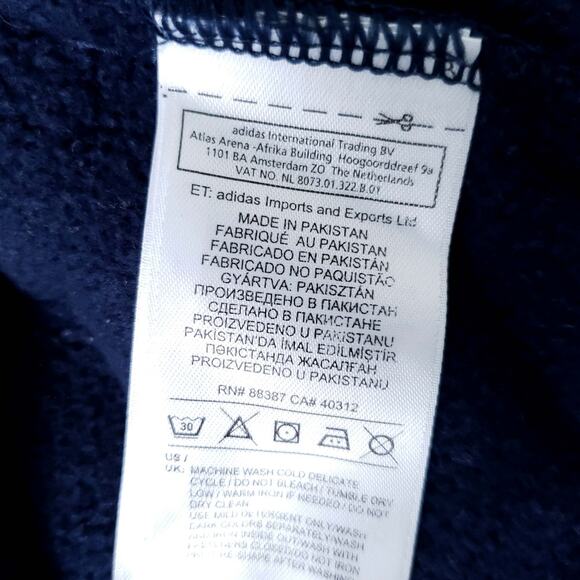 Adidas Navy White Three Stripe Zip Up Jacket Large - Picture 6 of 6